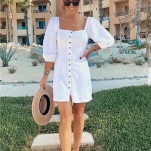 L*Space White Button-Down Mini Dress
